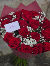 Klasika raudonų rožių puokštė